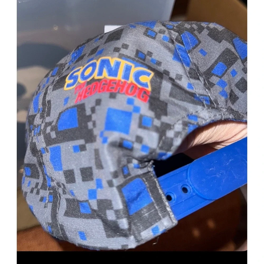 Sonic The Hedgehog Hat Game On! Pixel‎ Blue Grey Snapback Sega Licensed